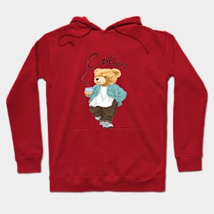 CUTE BEAR DRIKING COFFEE Hoodie